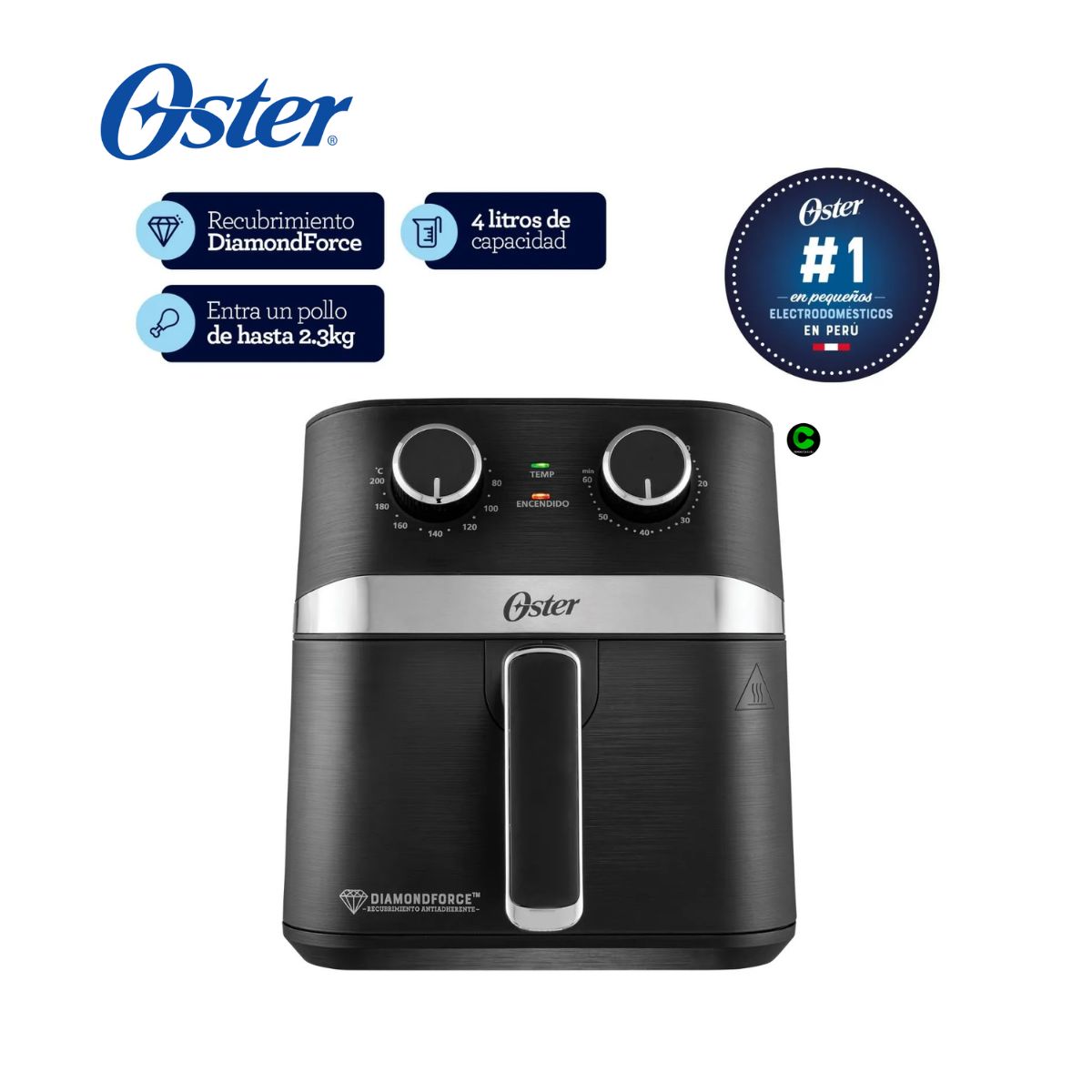 OSTER - Combo Freidora De Aire 4l Manual+ Olla CKSTRCB10DFBLK