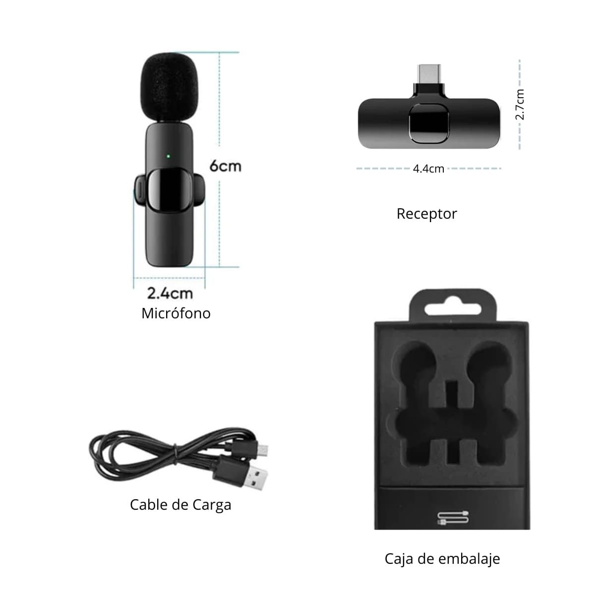PENTHA - Micrófono Inalámbrico Lavalier K8 Solapero Entrada Tipo C