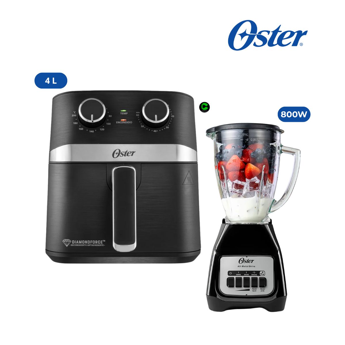 OSTER - Combo Freidora de Aire 4 L +Licuadora BLSTKAGBPB