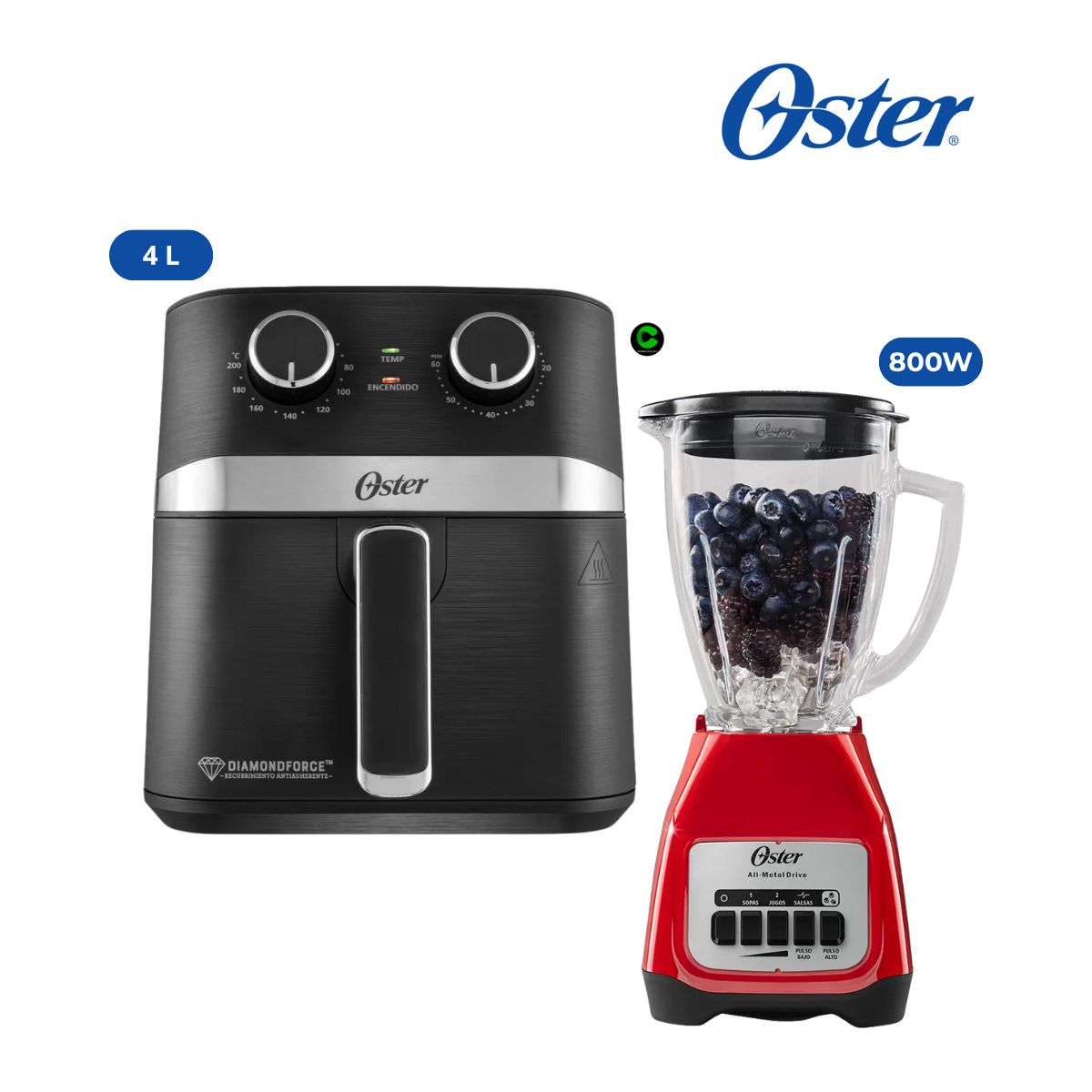OSTER - Combo Freidora De Aire 4L Manual CKSTAF401MDF + Licuadora 1.5 L