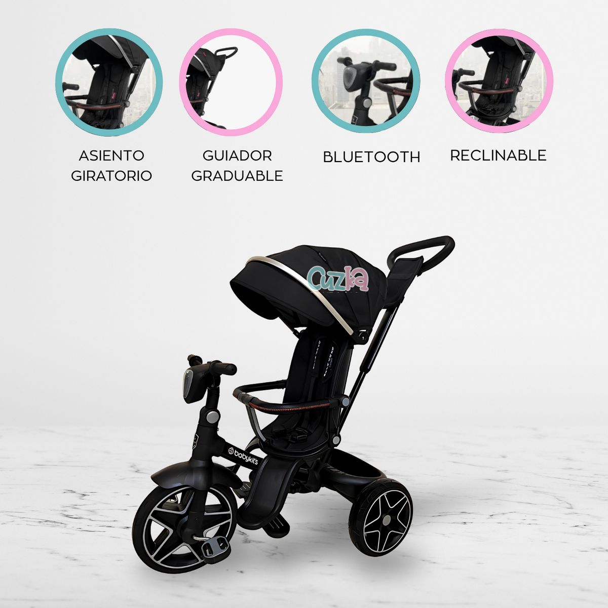 BABY KITS - Triciclo Guiador «EXPLORER LX» Black