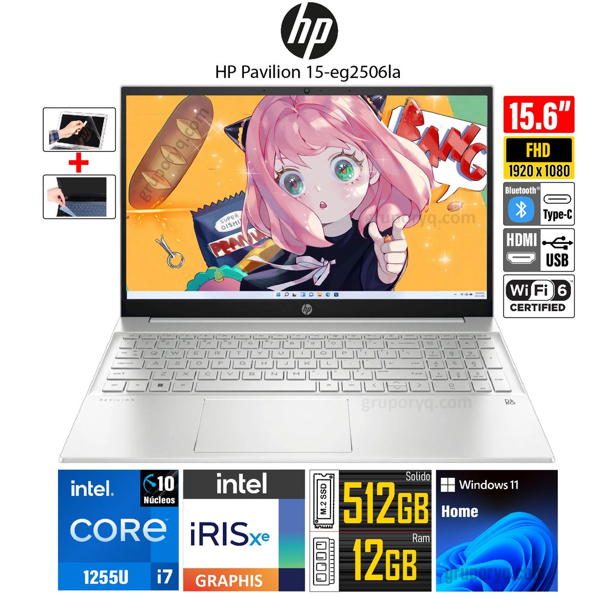 HP - Laptop HP Pavilion 15-EG2506LA Intel Core i7-1255U RAM 12GB SSD 512GB Pantalla 156 FHD - 91S39LA