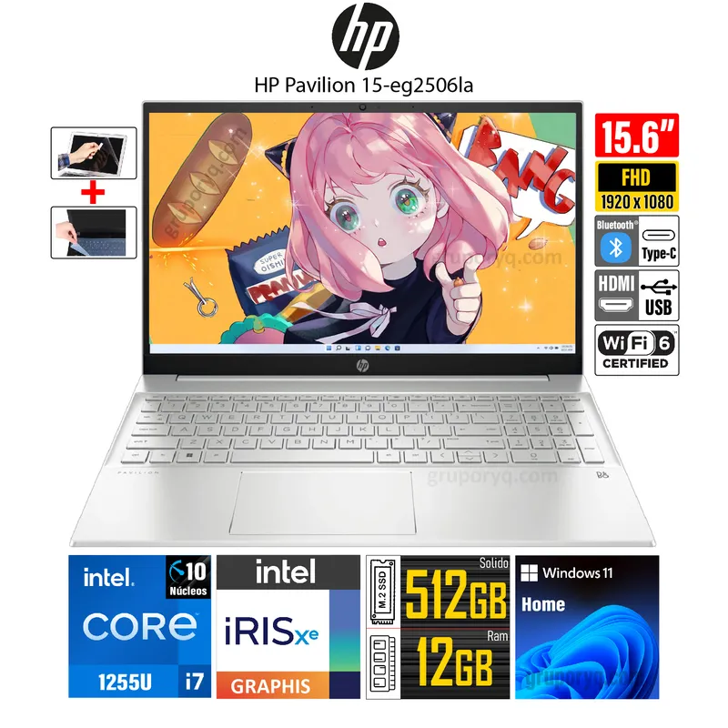 HP - Laptop HP Pavilion 15-EG2506LA Intel Core i7-1255U RAM 12GB SSD 512GB Pantalla 156 FHD - 91S39LA
