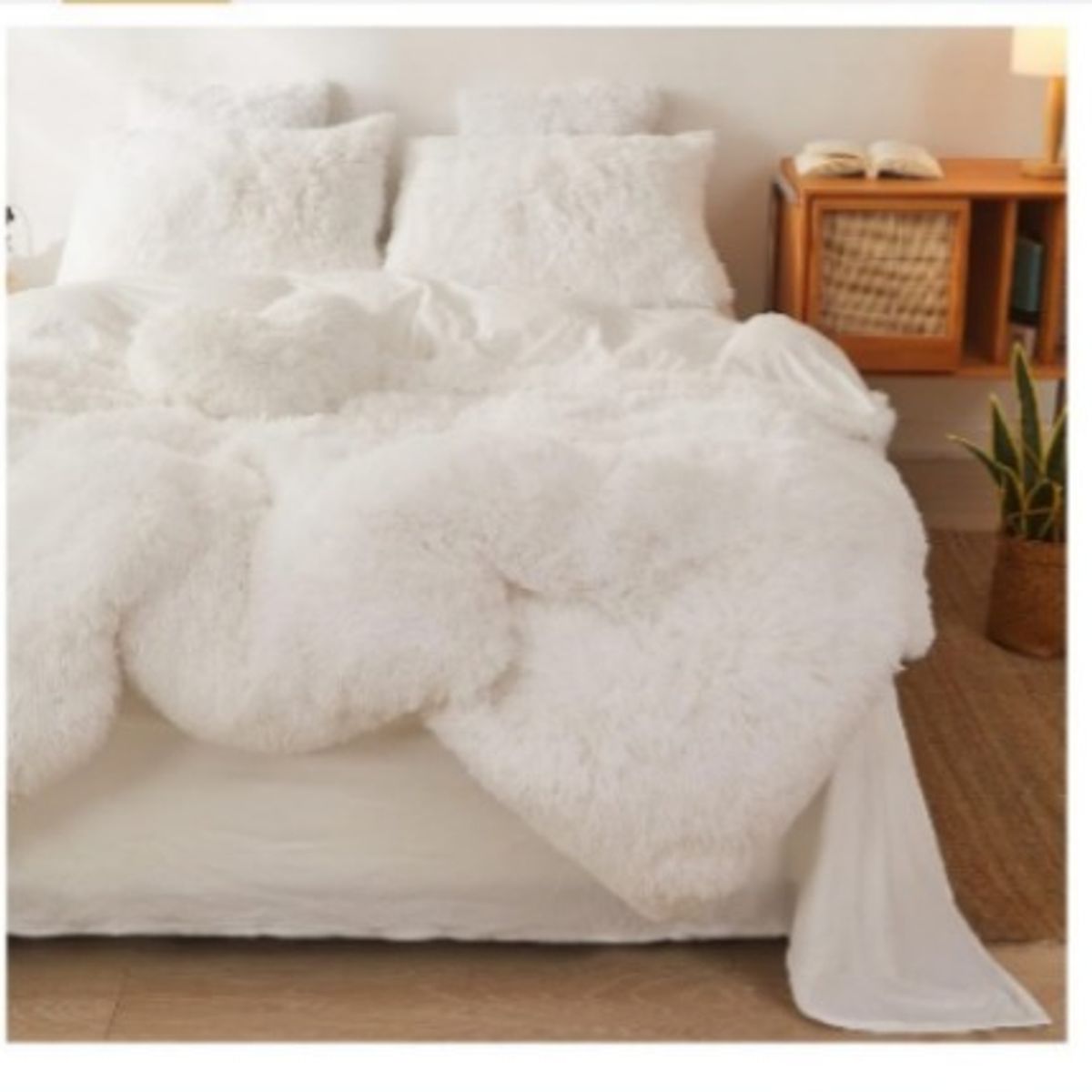 GENERICO - Edredón Piel De Oso King + 2 Fundas Blanco