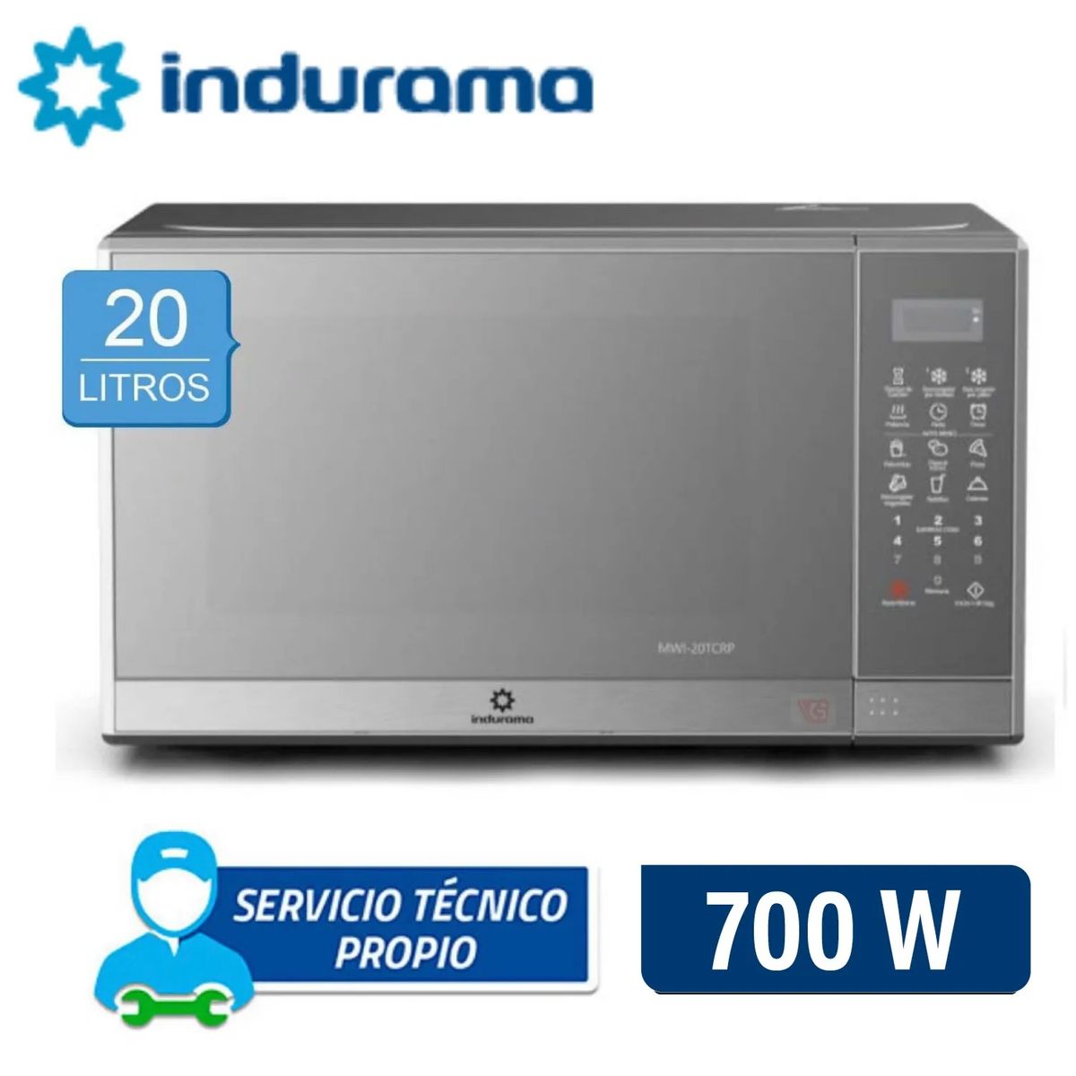 INDURAMA - HORNO MICROONDAS DE 20LT INDURAMA MWI-20TCRP CROMA