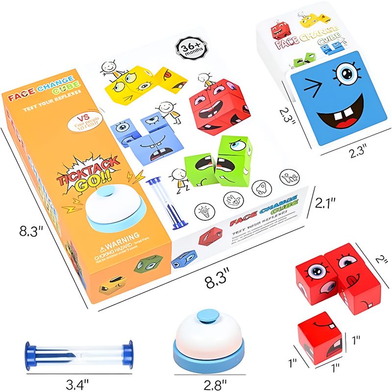 GENERICO - Juego de Cubos de Expresiones Con timbre y reloj de arena