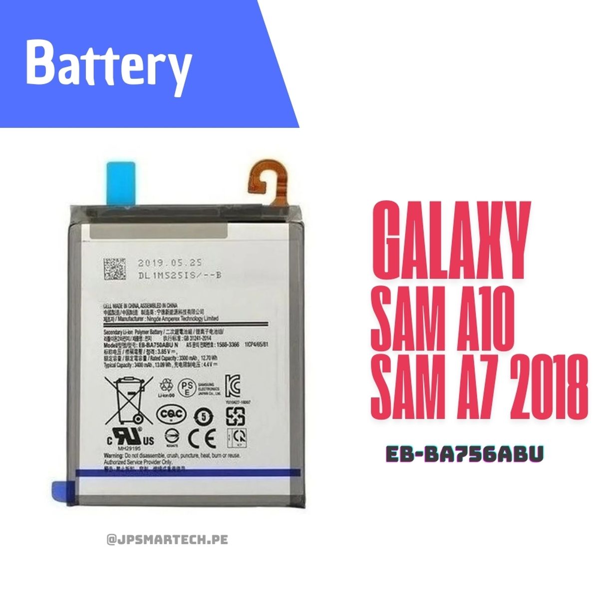 GENERICO - BATERIA SAMSUNG A10 - A7 2018 TORIGINAL-SM NUEVO