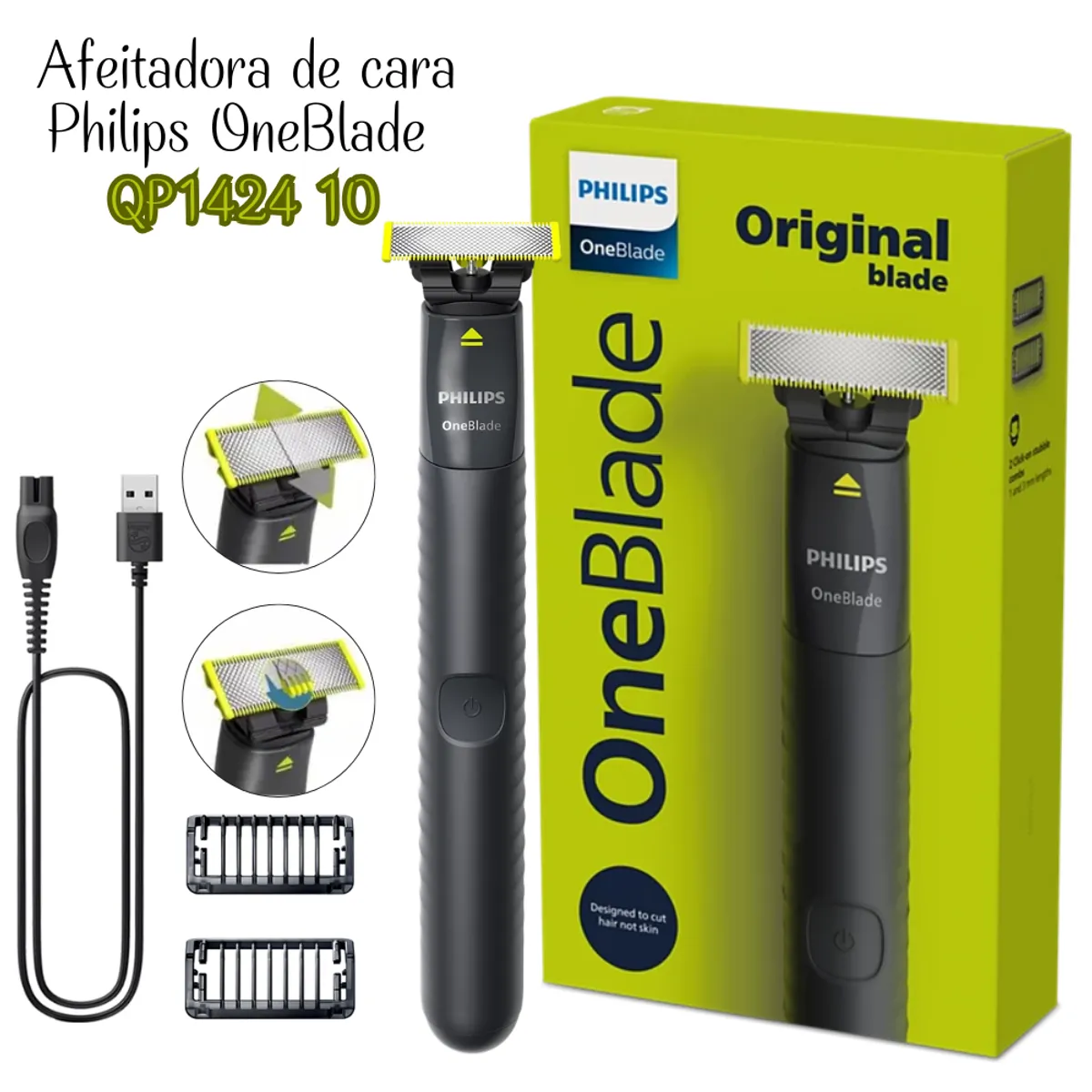 PHILIPS - Afeitador Philips OneBlade Face QP1424 10