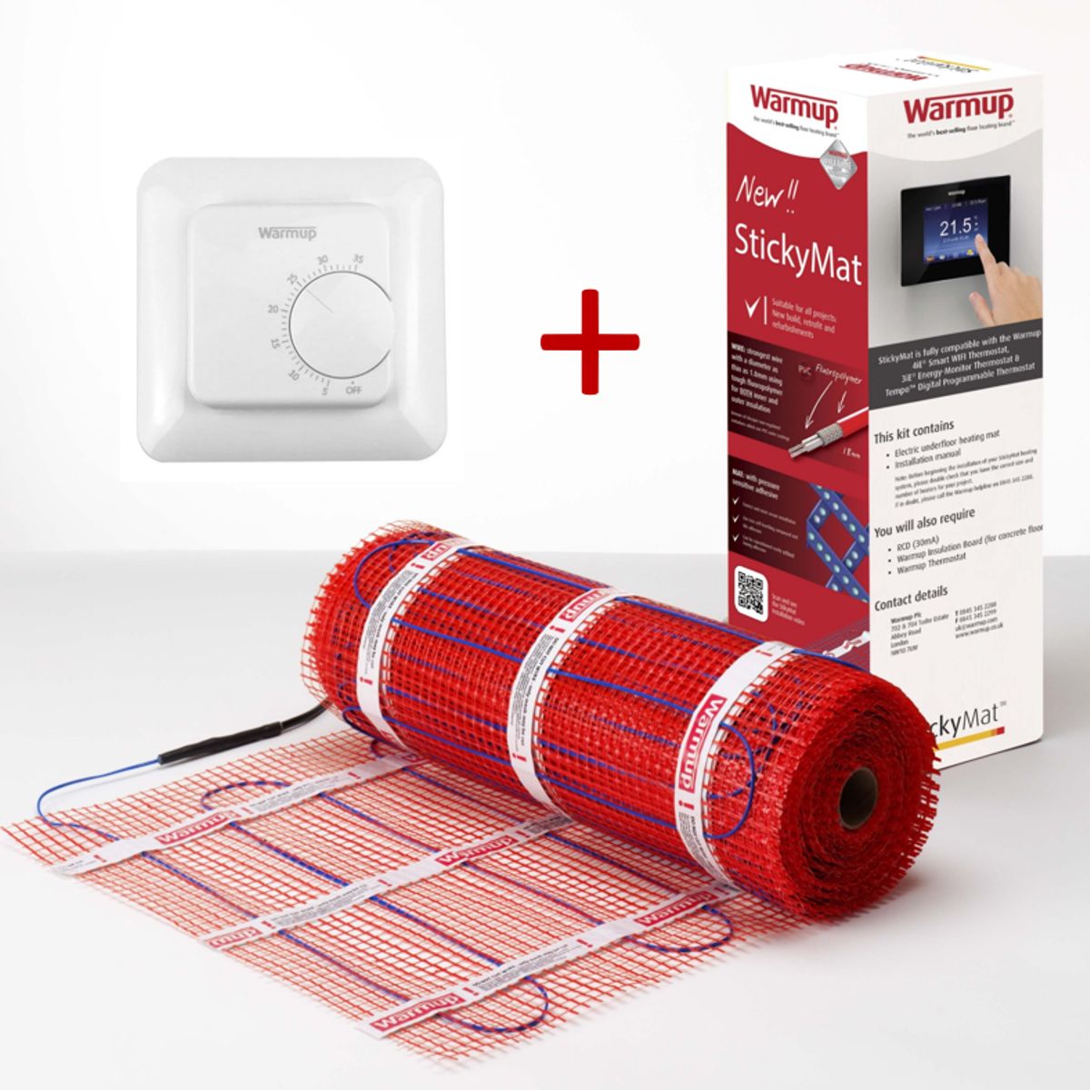 WARMUP - KIT DE MALLAS  DE CALEFACCIÓN POR SUELO RADIANTE +TERMOSTATO MSTAT 5M2
