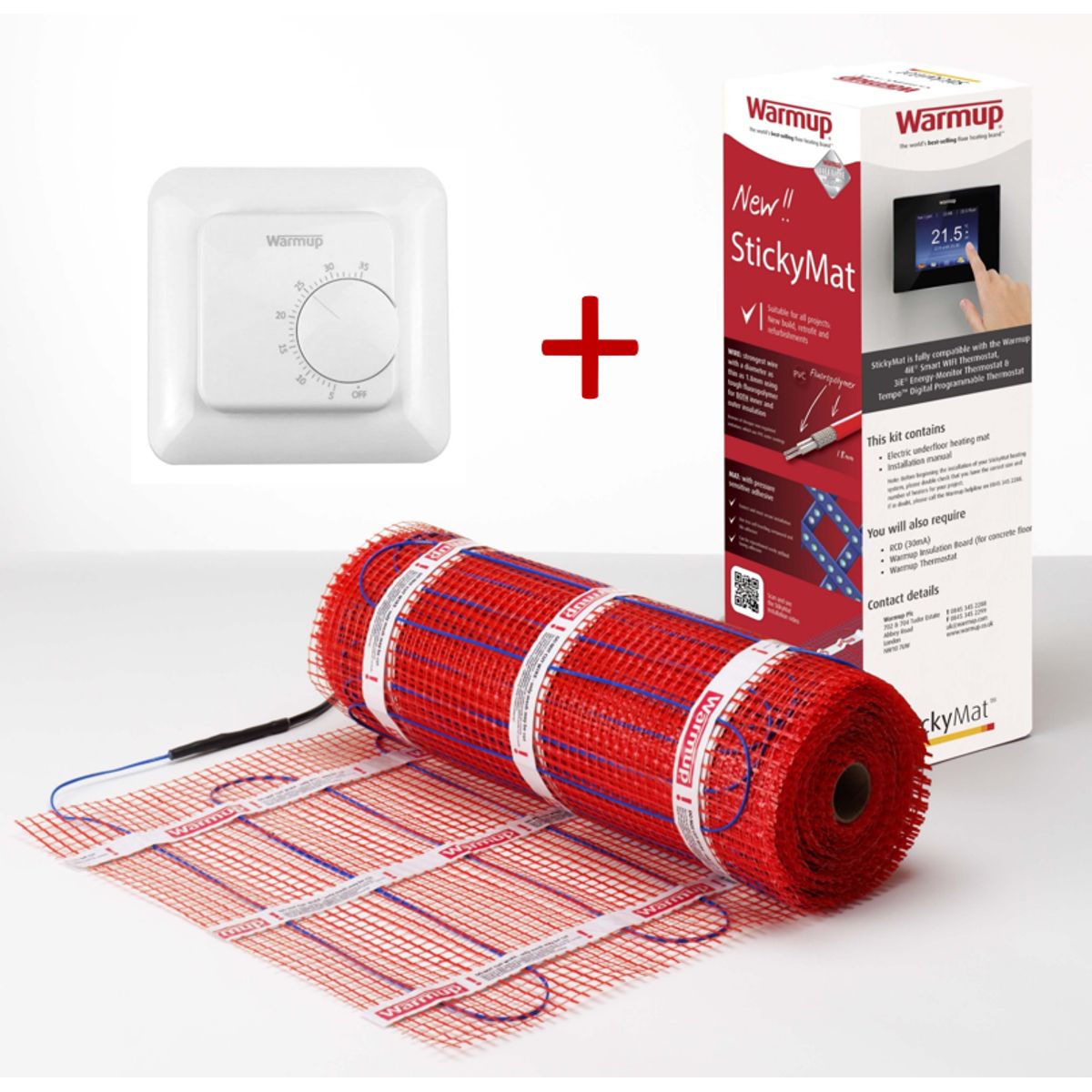 WARMUP - KIT DE MALLAS  DE CALEFACCIÓN POR SUELO RADIANTE +TERMOSTATO MSTAT 5M2