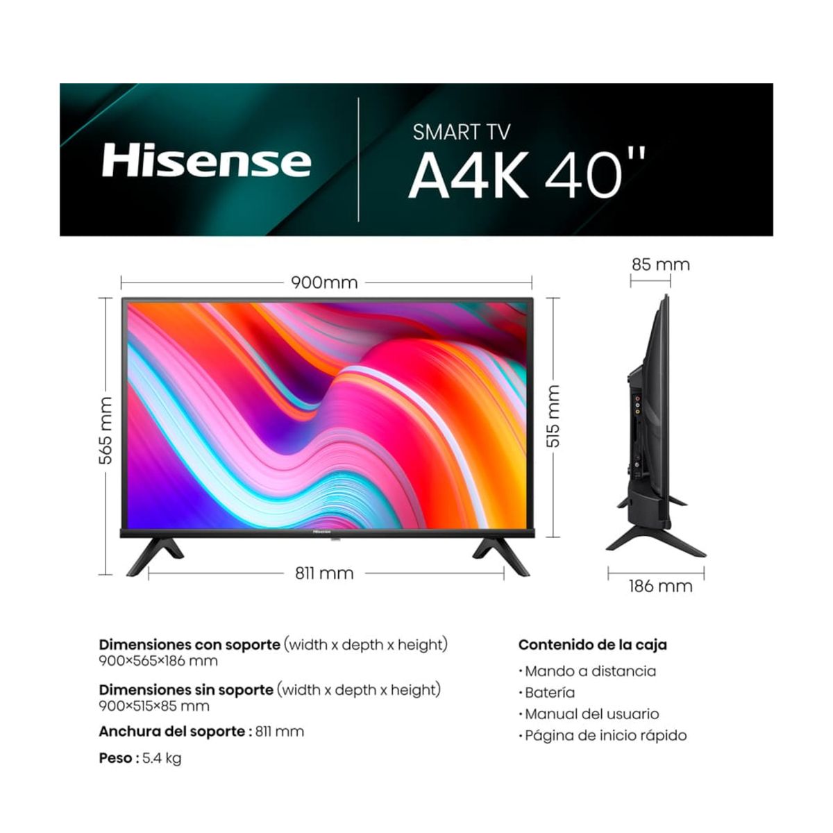 HISENSE - TELEVISOR HISENSE 40" 40A4K SMART TV  FULL HD