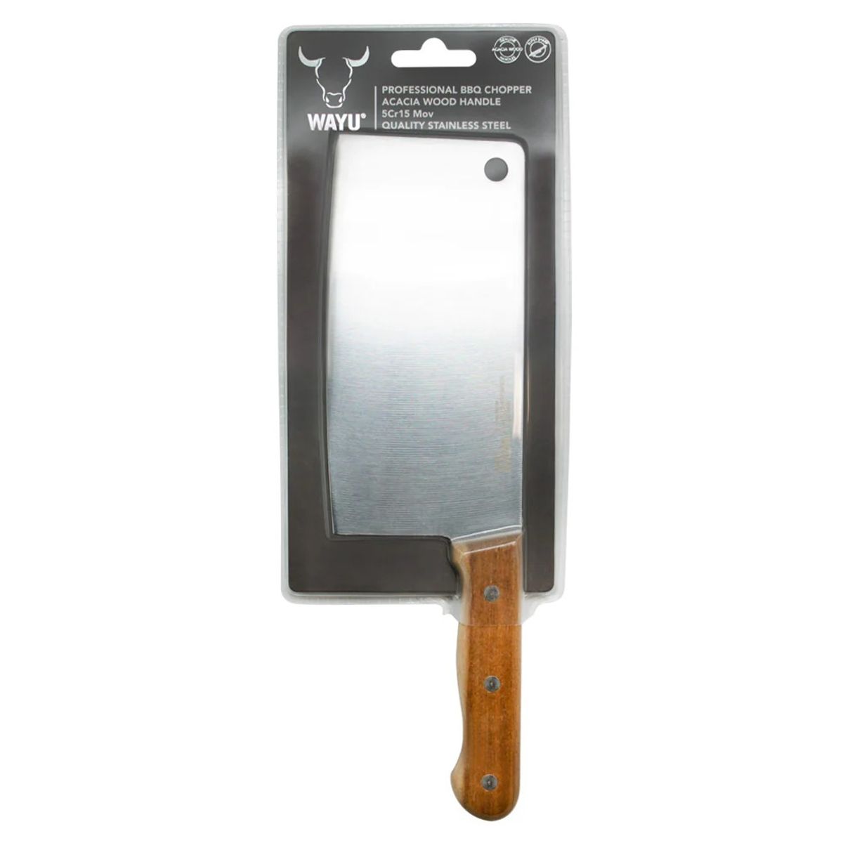 WAYU - CUCHILLO HACHA DE ACERO INOXIDABLE Y MADERA ACACIA WAYU 30 CM