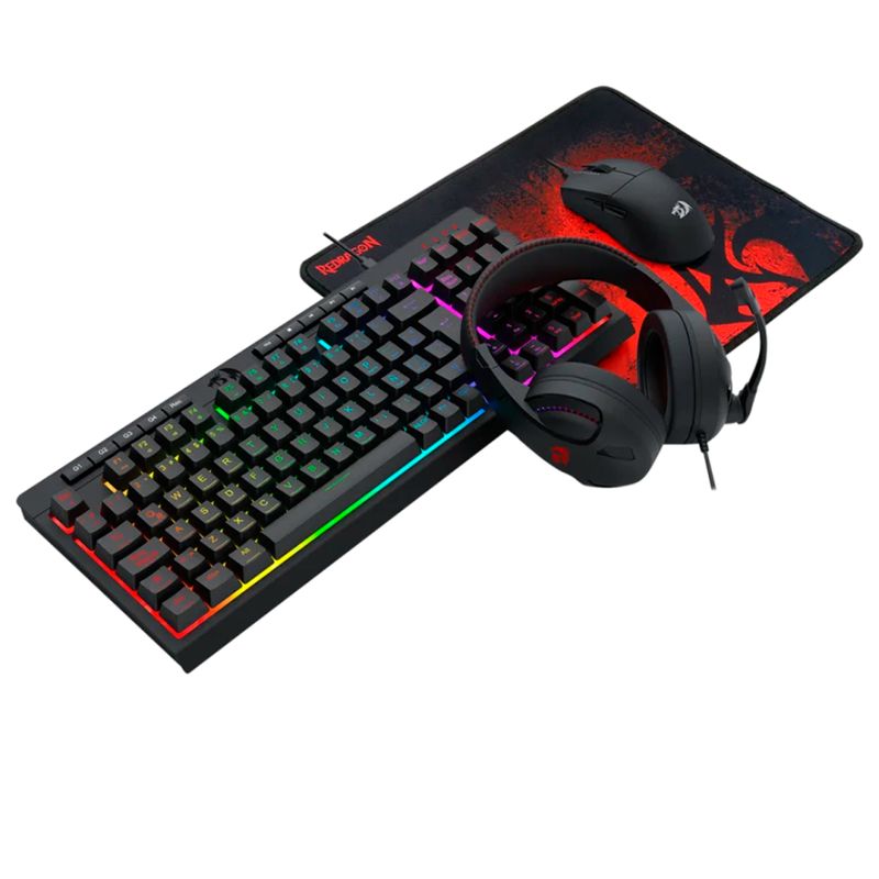 REDRAGON - Combo Redragon S147-SP 4 en 1: Teclado, Mouse, Audífonos y Pad
