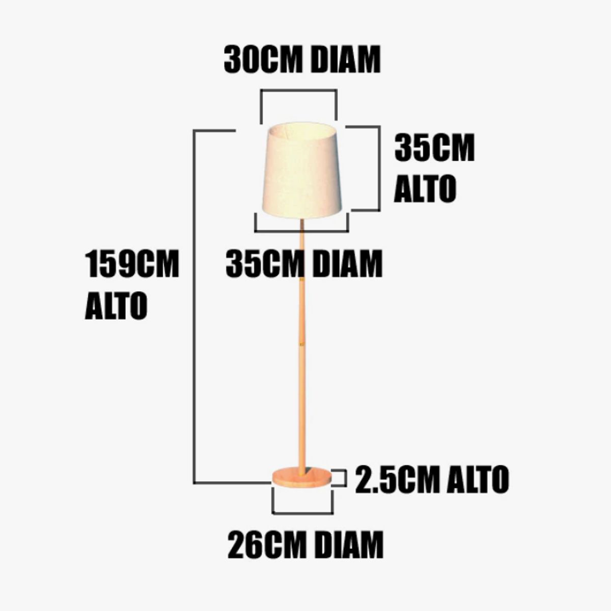 GENERICO - Lámpara de Pie Wood Led