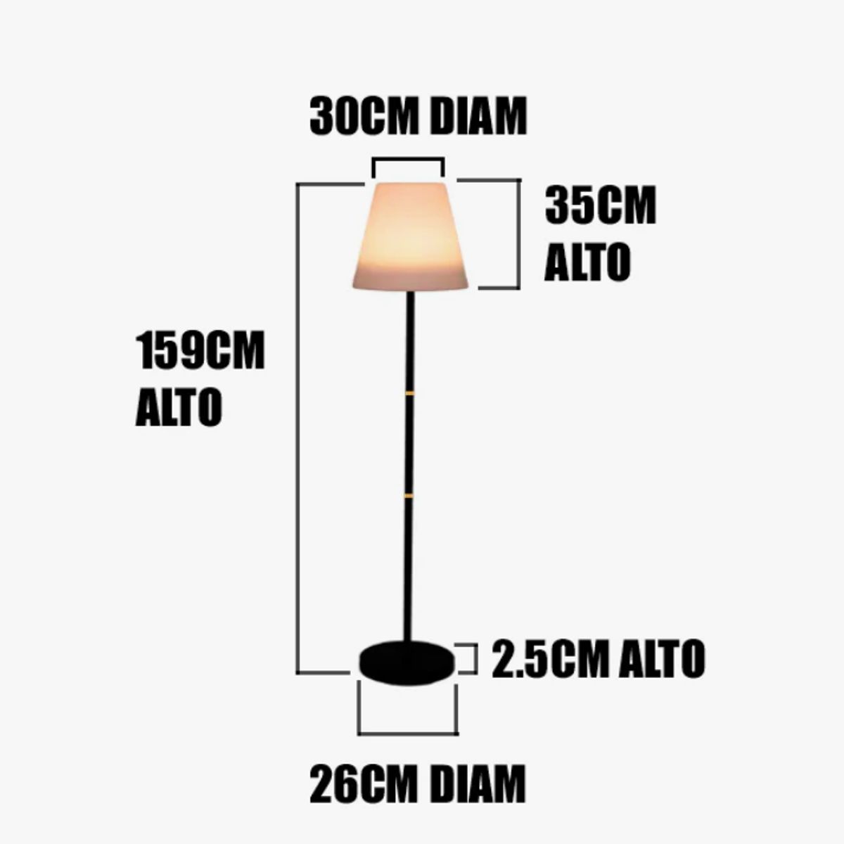 GENERICO - Lámpara de Pie Black Led