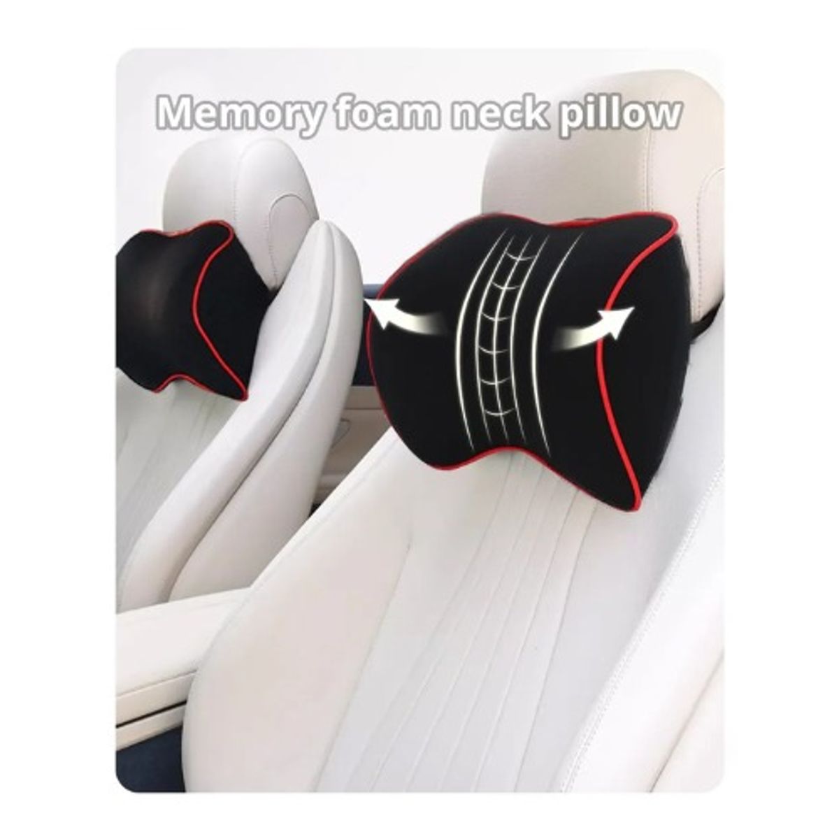 GENERICO - ALMOHADA CERVICAL ERGONOMICA NEGRO PARA AUTO Y CAMIONETA