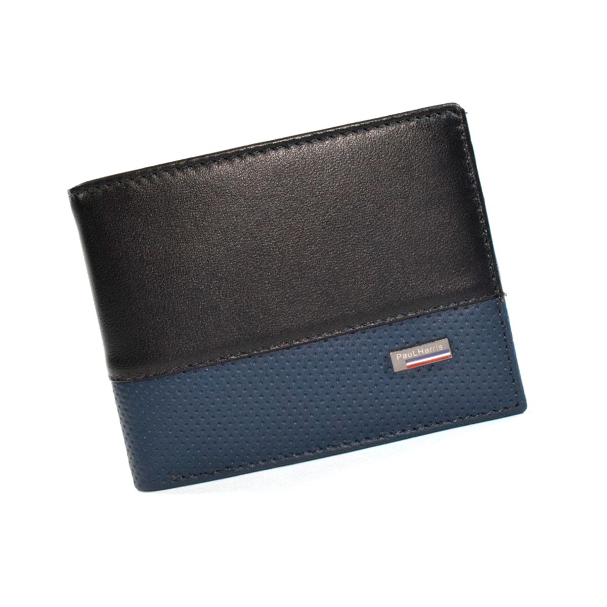 PAUL HARRIS - Billetera para hombre en cuero con sencillero Negro Az