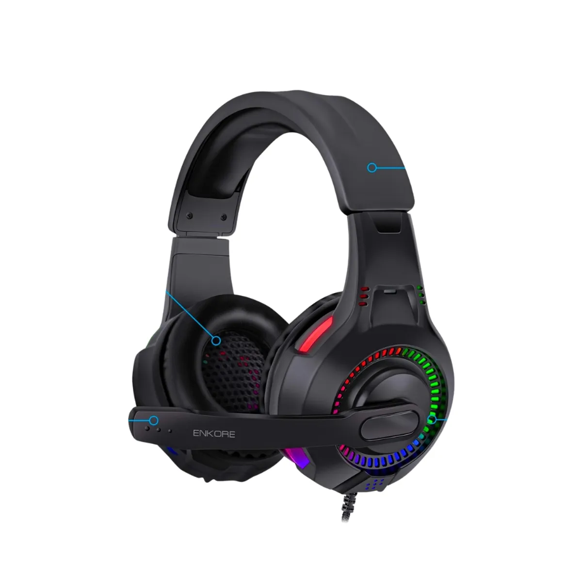 ENKORE - Kit Gamer Bravio 5 en1: Parlante+ audifono + teclado + mouse + Pad