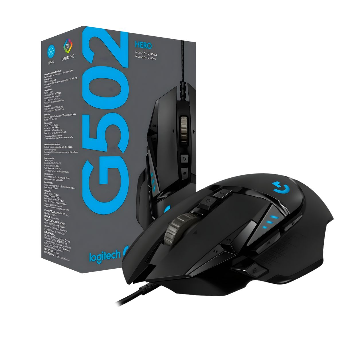 LOGITECH - Mouse Gamer G502 Hero 25K Dpi Lightsync RGB Negro