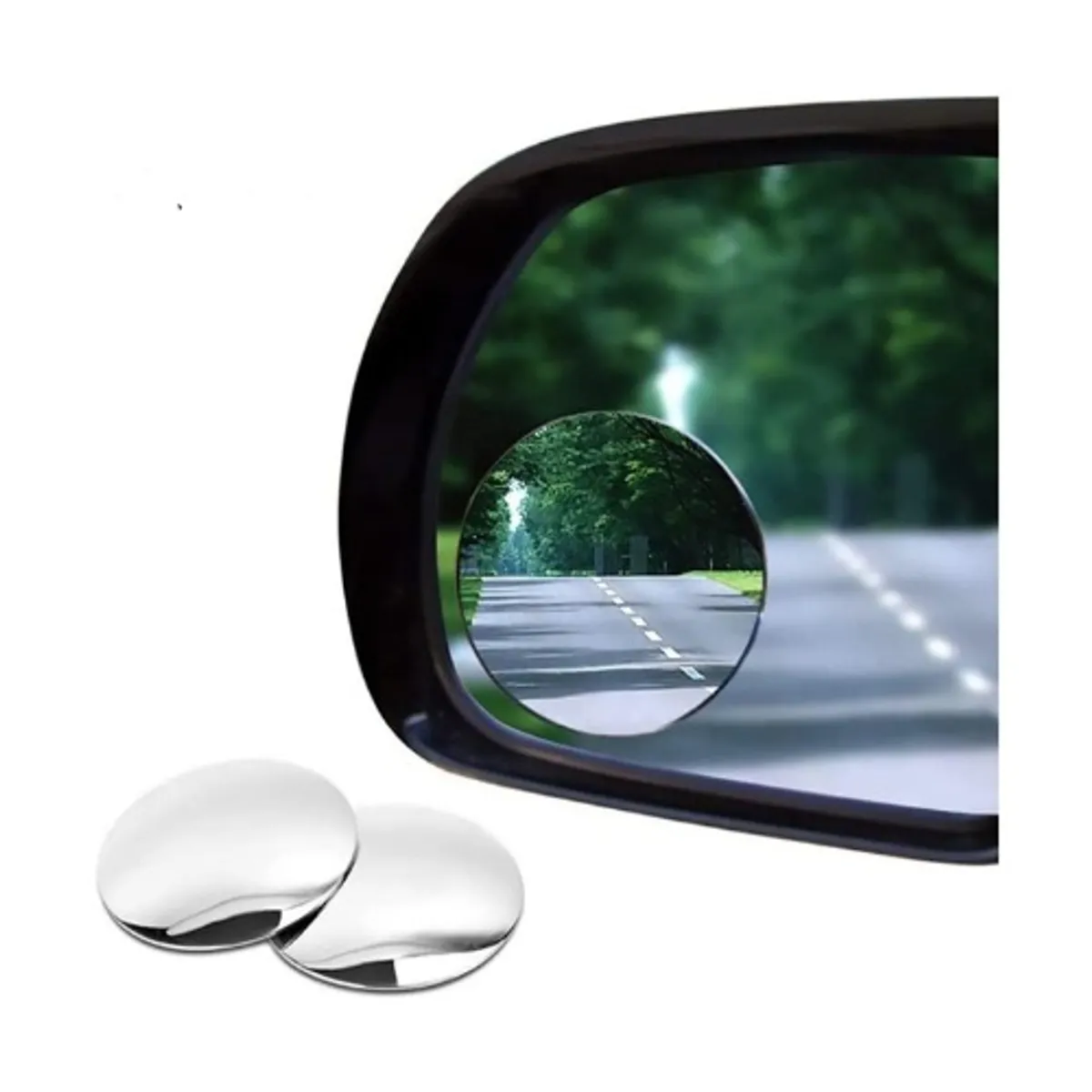 GENERICO - PAR ESPEJO RETROVISOR PANORAMICO CURVO CROMADO
