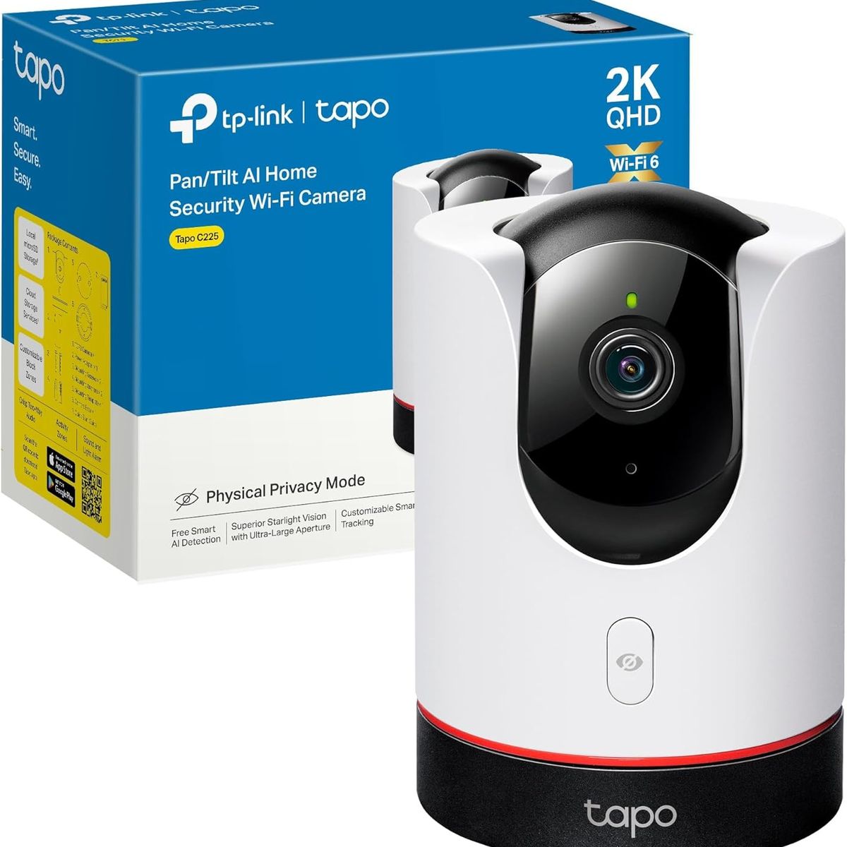 TP LINK - TP-Link Tapo C225 V2 Cámara Seguridad WiFi Interior 2K Blanca