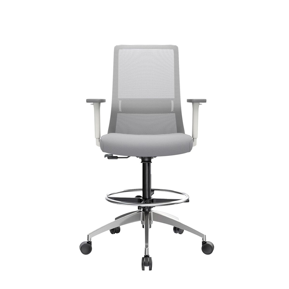 OFIDEAS - Silla Cajera Ergonómica Con Apoyabrazos Twist Gris Aluminio Ofideas