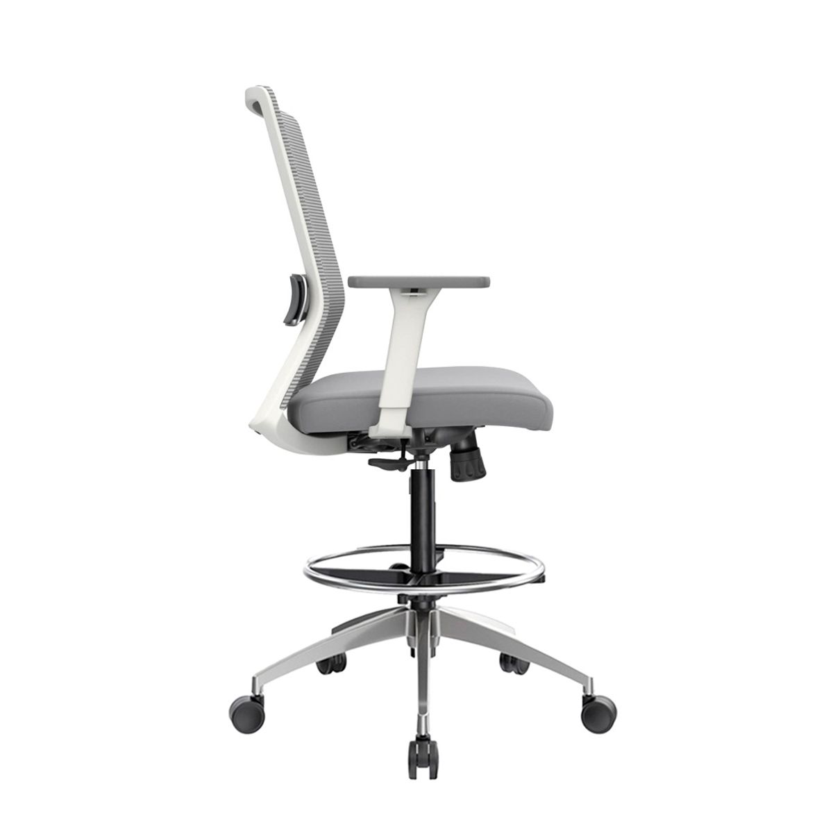 OFIDEAS - Silla Cajera Ergonómica Con Apoyabrazos Twist Gris Aluminio Ofideas