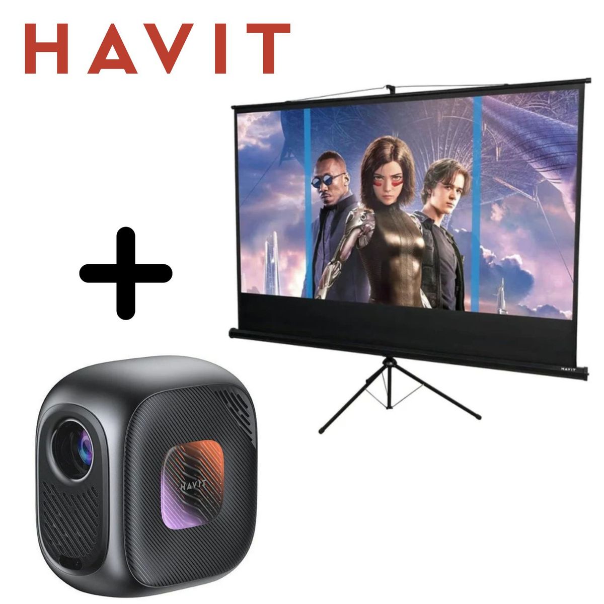 HAVIT - Combo HAVIT Proyector PJ215PRO 250 ansi + Ecram PS100