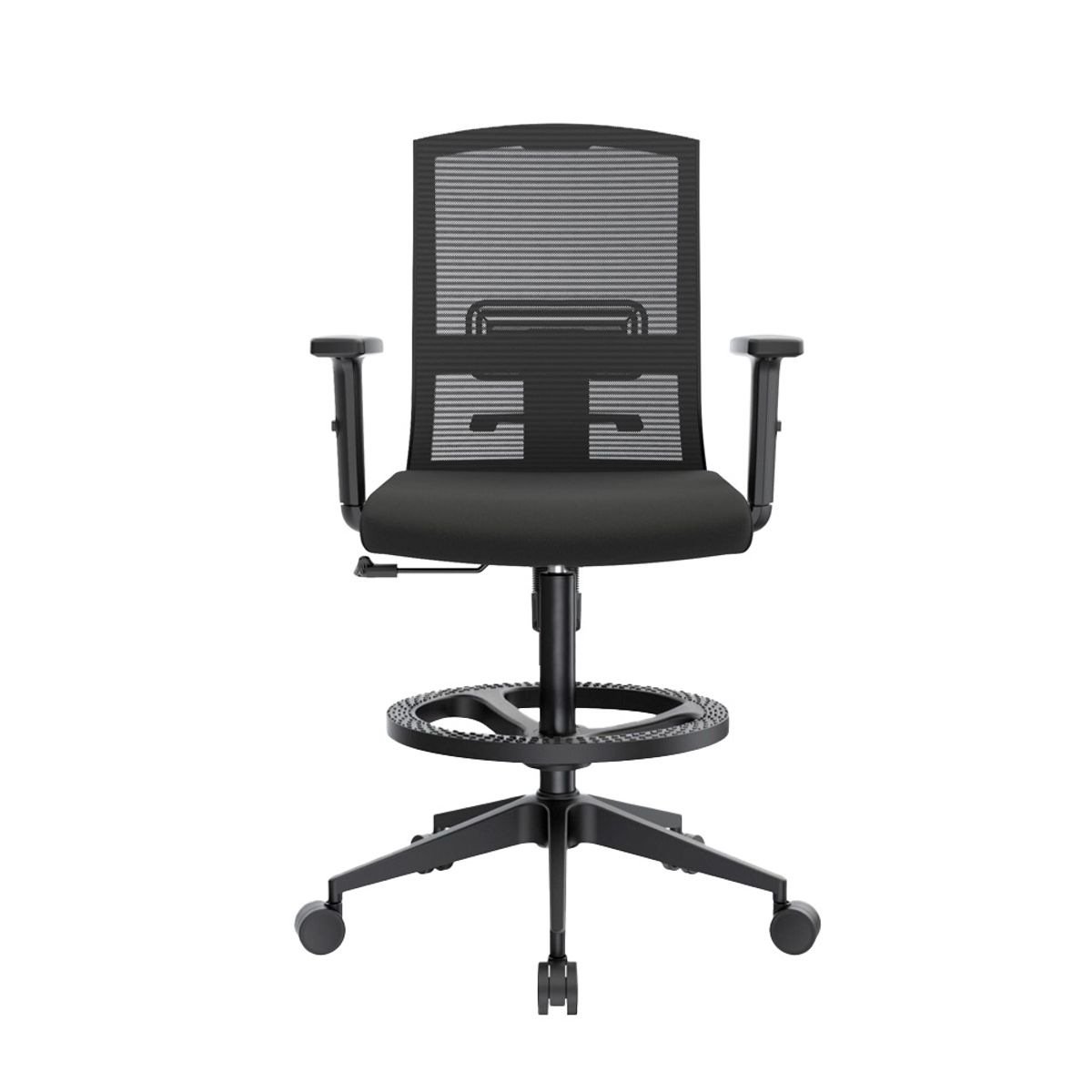 OFIDEAS - Silla Cajera Ergonómica Con Apoyabrazos Monk Negro Nylon Ofideas