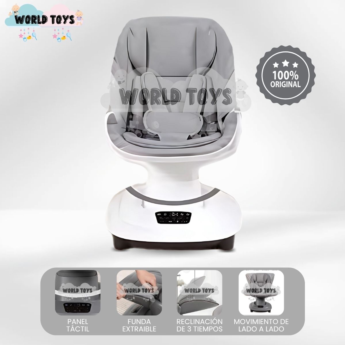 BABY - Mecedora Eléctrica para Bebés «MERCY» Light Gray