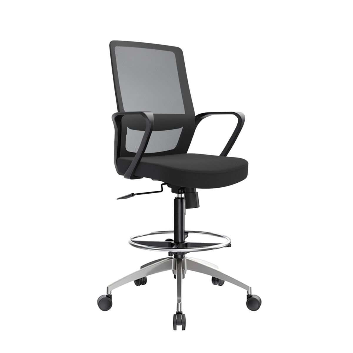 OFIDEAS - Silla Cajera Ergonómica Con Apoyabrazos Andy Negro Aluminio Ofideas