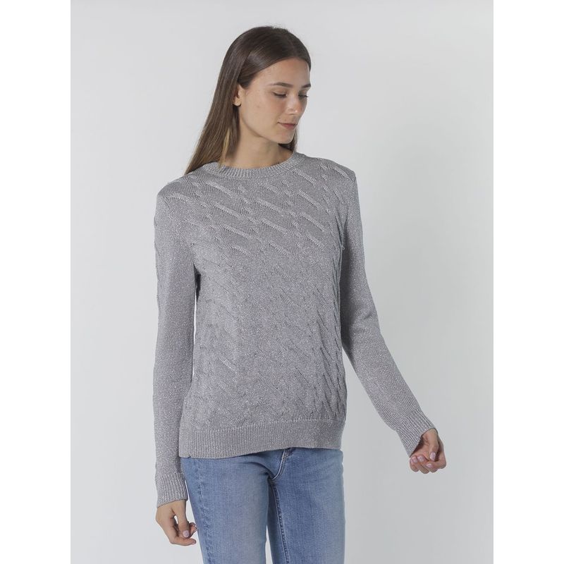 CALVIN KLEIN - SWEATER MTLC CABLE CREW NK