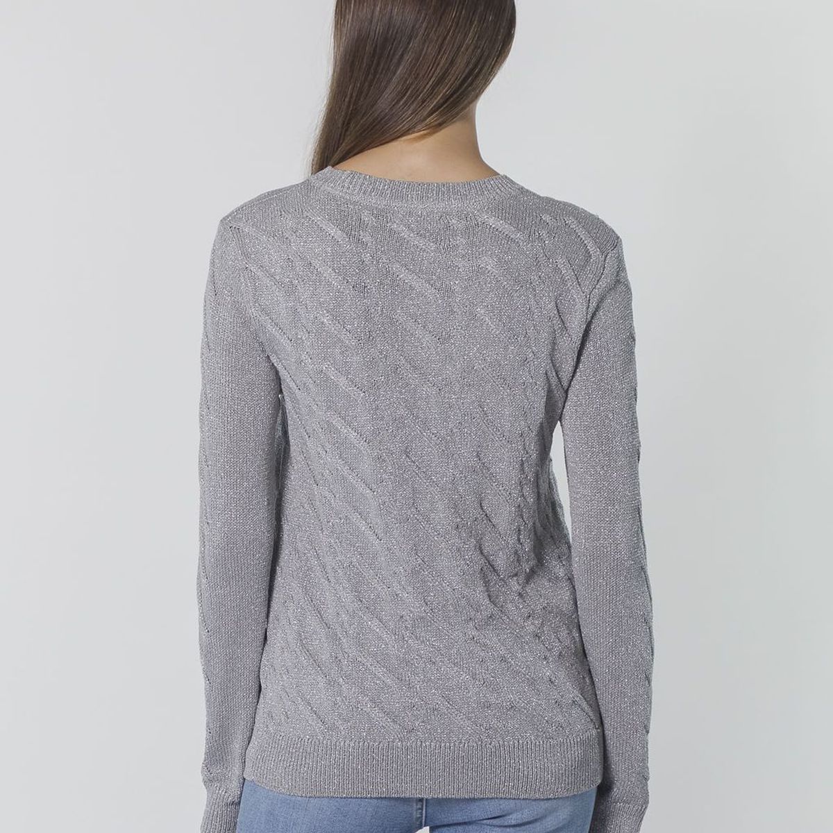 CALVIN KLEIN - SWEATER MTLC CABLE CREW NK