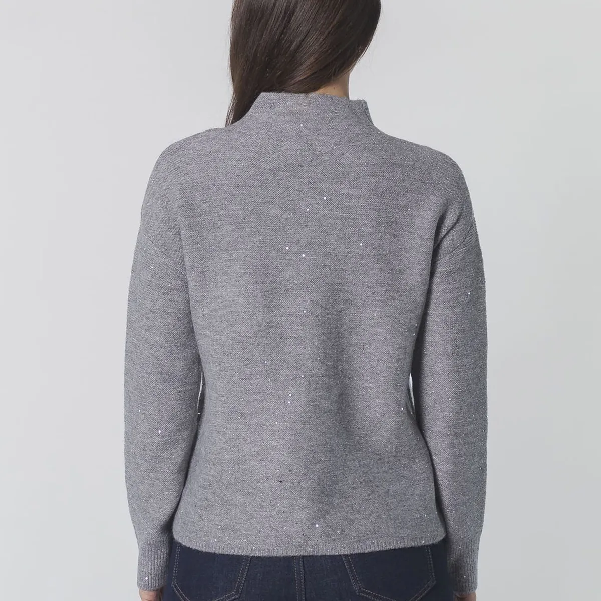 CALVIN KLEIN - SWEATER MTLC SEQUIN MOCK NK