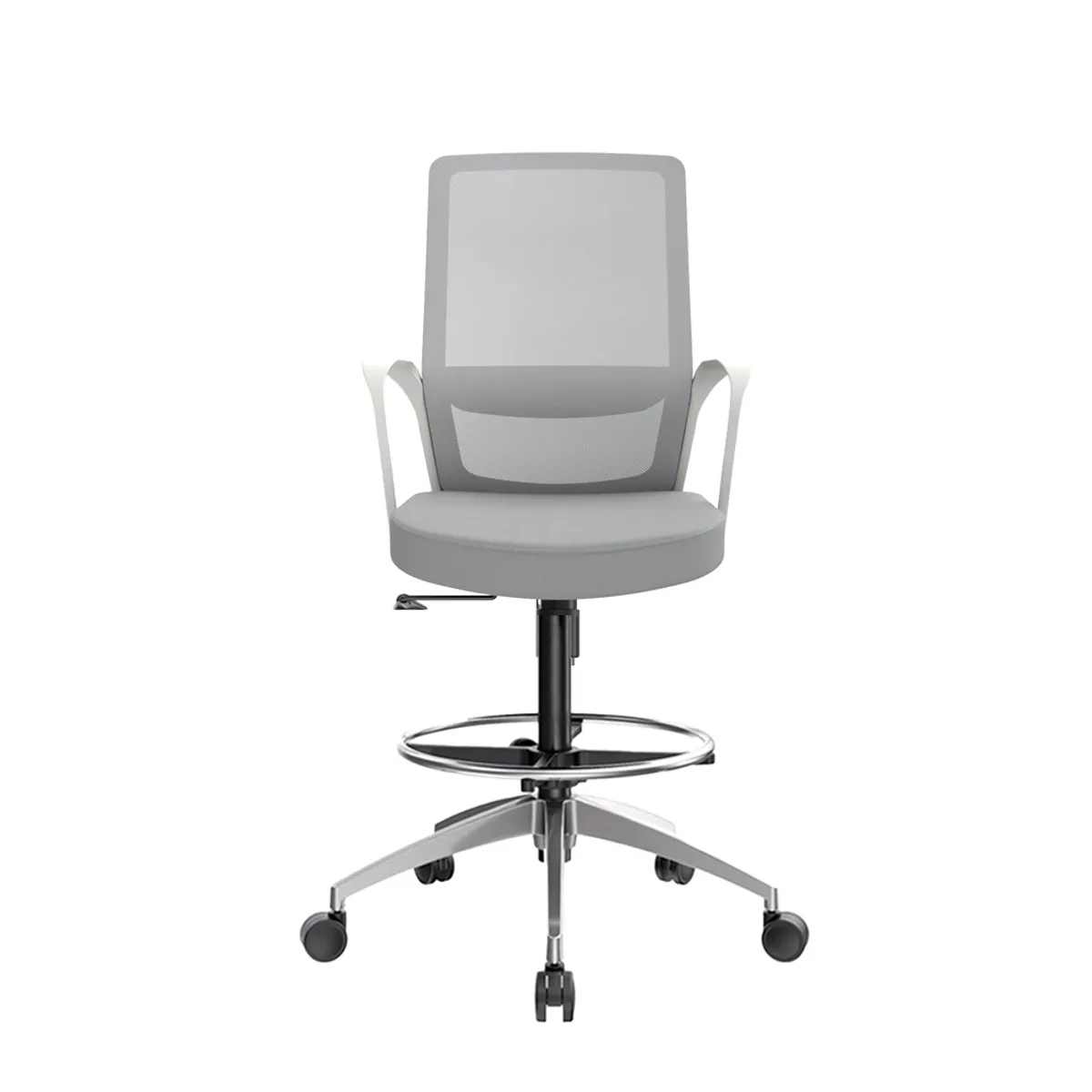 OFIDEAS - Silla Cajera Ergonómica Con Apoyabrazos Andy Gris Aluminio Ofideas