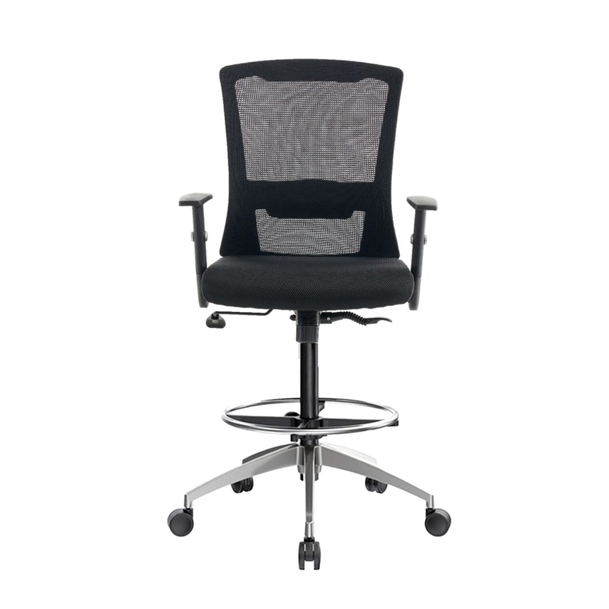 OFIDEAS - Silla Cajera Ergonómica Con Apoyabrazos Castro Negro Aluminio Ofideas