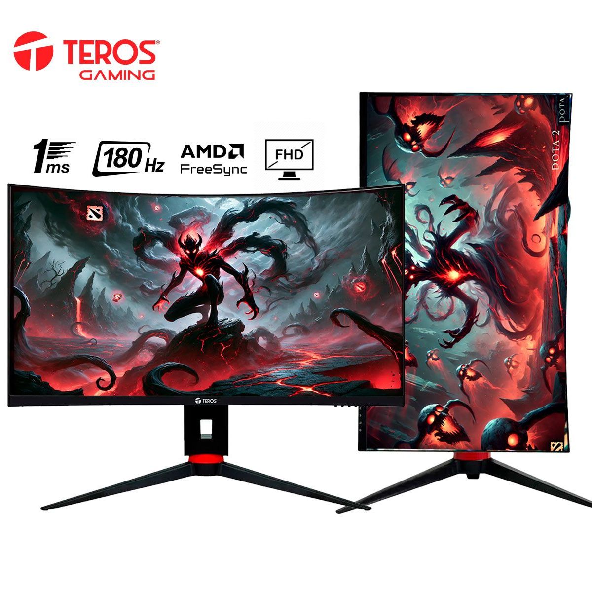 TEROS - Monitor Gamer Curvo Teros TE-2766G 27 FHD 180Hz 1ms FreeSync Pivot