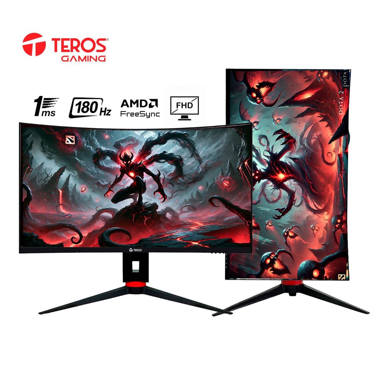 TEROS - Monitor Gamer Curvo Teros TE-2766G 27 FHD 180Hz 1ms FreeSync Pivot