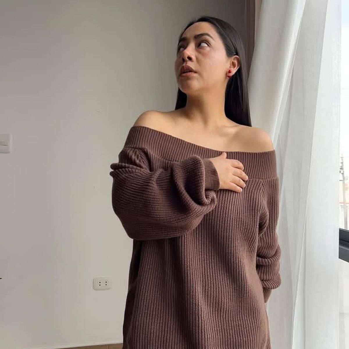 GENERICO - SUETER DE MUJER OVERSIZE OFF SHOULDER