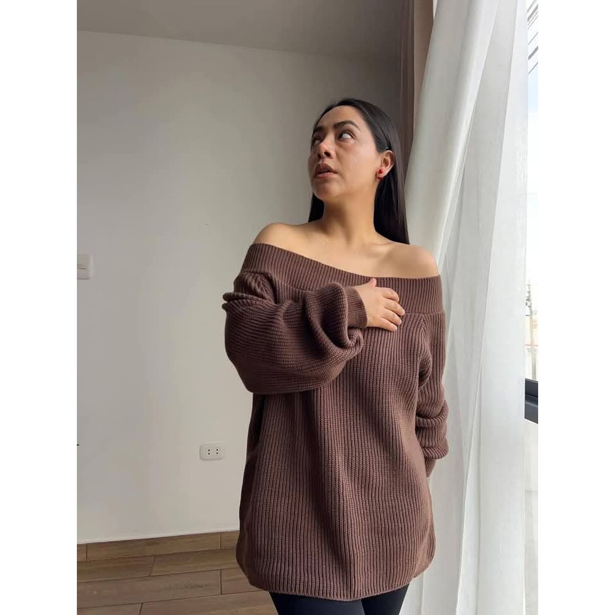 GENERICO - SUETER DE MUJER OVERSIZE OFF SHOULDER