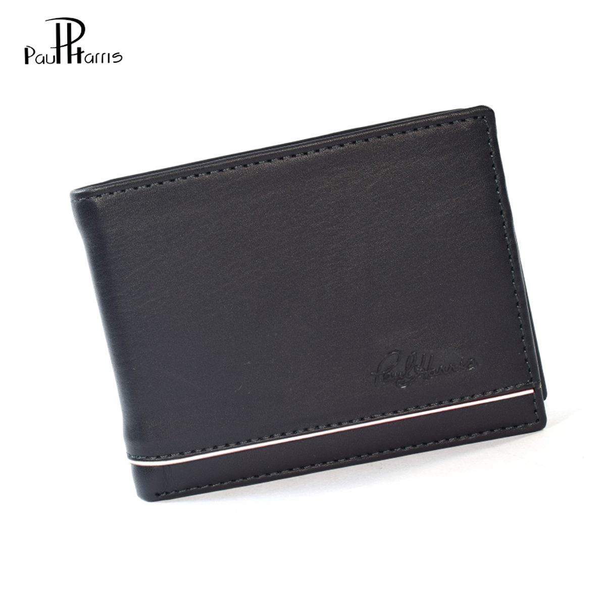 PAUL HARRIS - Billetera para hombre en cuero con sencillero Negro