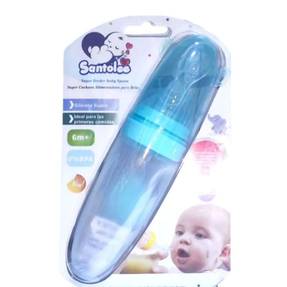 SANTOLEE - BIBERON CUCHARA  ALIMENTADORA DE SILICONA SUAVE  VERDE