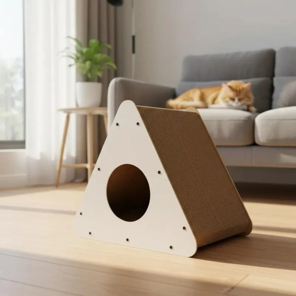 GENERICO - Rascador  Casa Triángulo Polarita Para Gatos - Blanco - Estándar