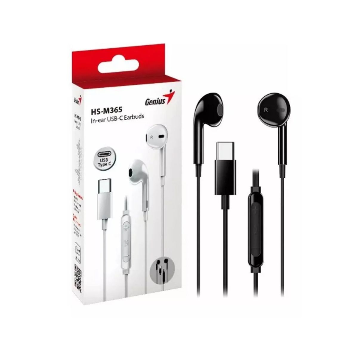 GENIUS - Audífonos Genius Hs-M365 In-Ear Con Micrófono, Conexión Usb-C, Color Negro, Sonido Excepci