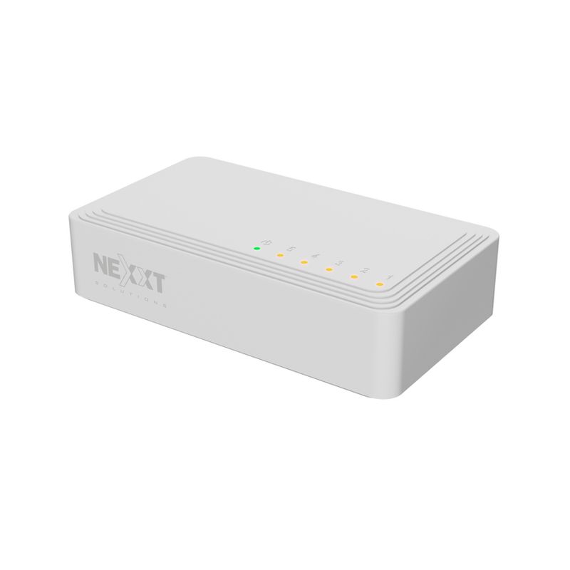 NEXT - Switch Gigabit Net Nexxt - 5 Puertos, 10/100/1000 Mbps, Ideal Para Redes Rápidas Y Confiab