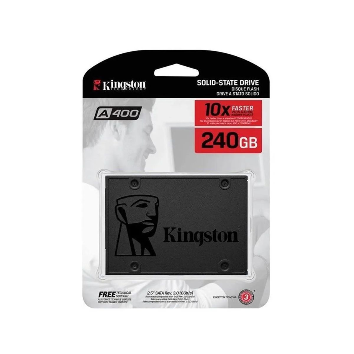 KINGSTON - Kingston A400 240Gb Ssd 2.5" Sata Iii - Velocidad Hasta 500Mb/S - Ideal Para Mejorar Tu Pc