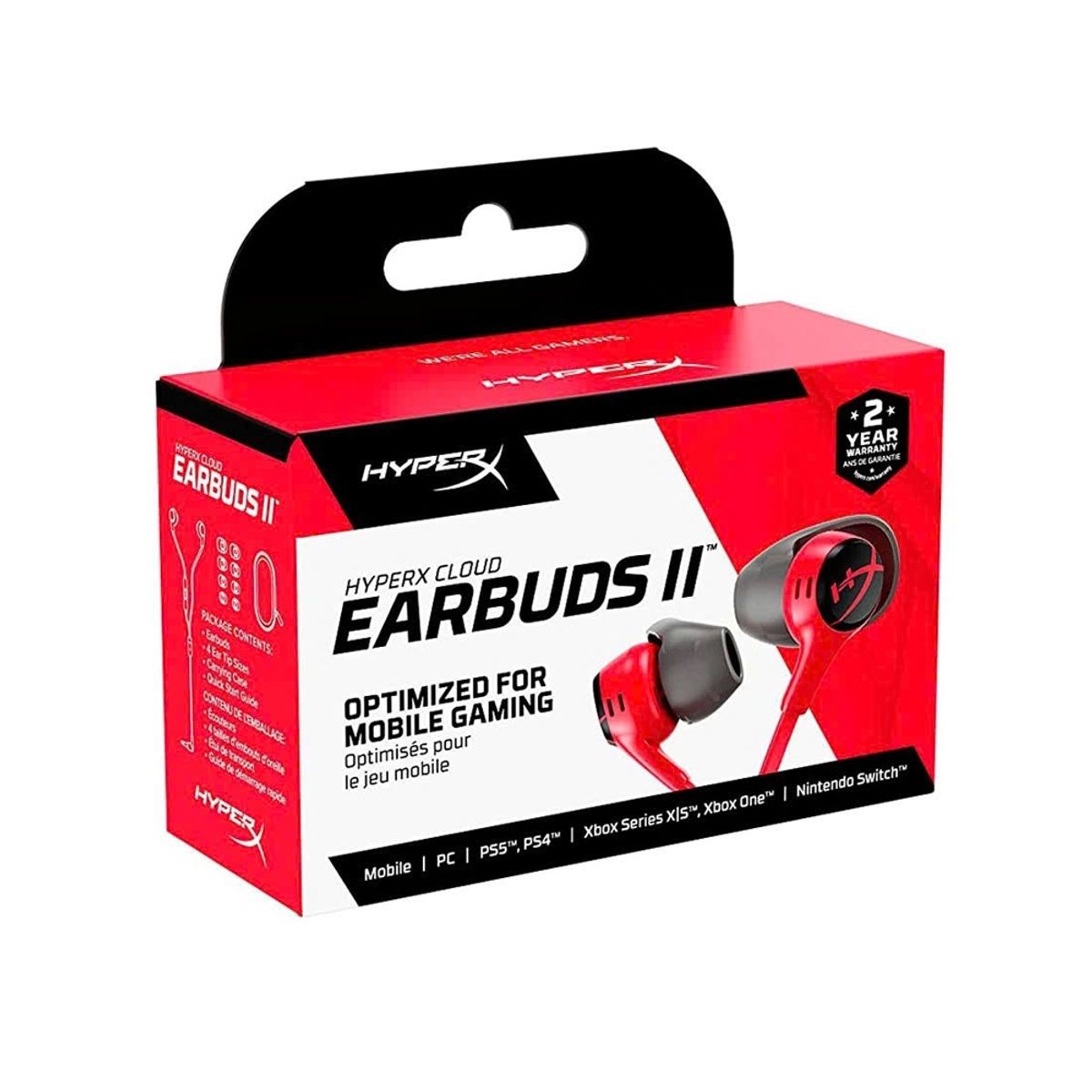 HYPER - Auriculares Internos Hyperx Cloud Earbuds Ii Con Micrófono, Cableados Y Conector De 3.5 Mm