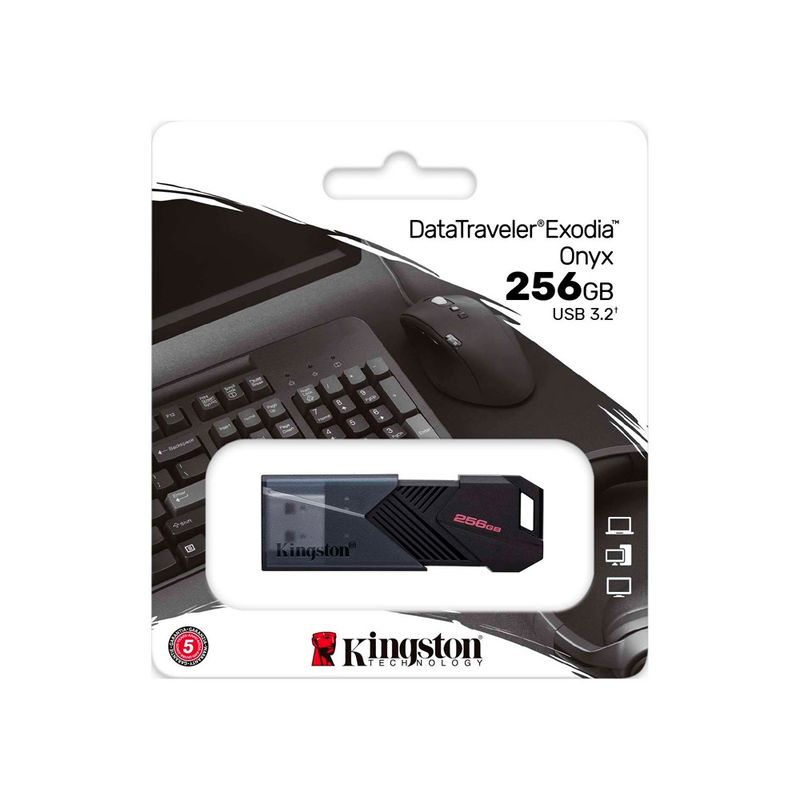 KINGSTON - Memoria Usb Kingston Datatraveler Exodia Onyx 256Gb, Usb 3.2 Gen 1, Color Negro Mate