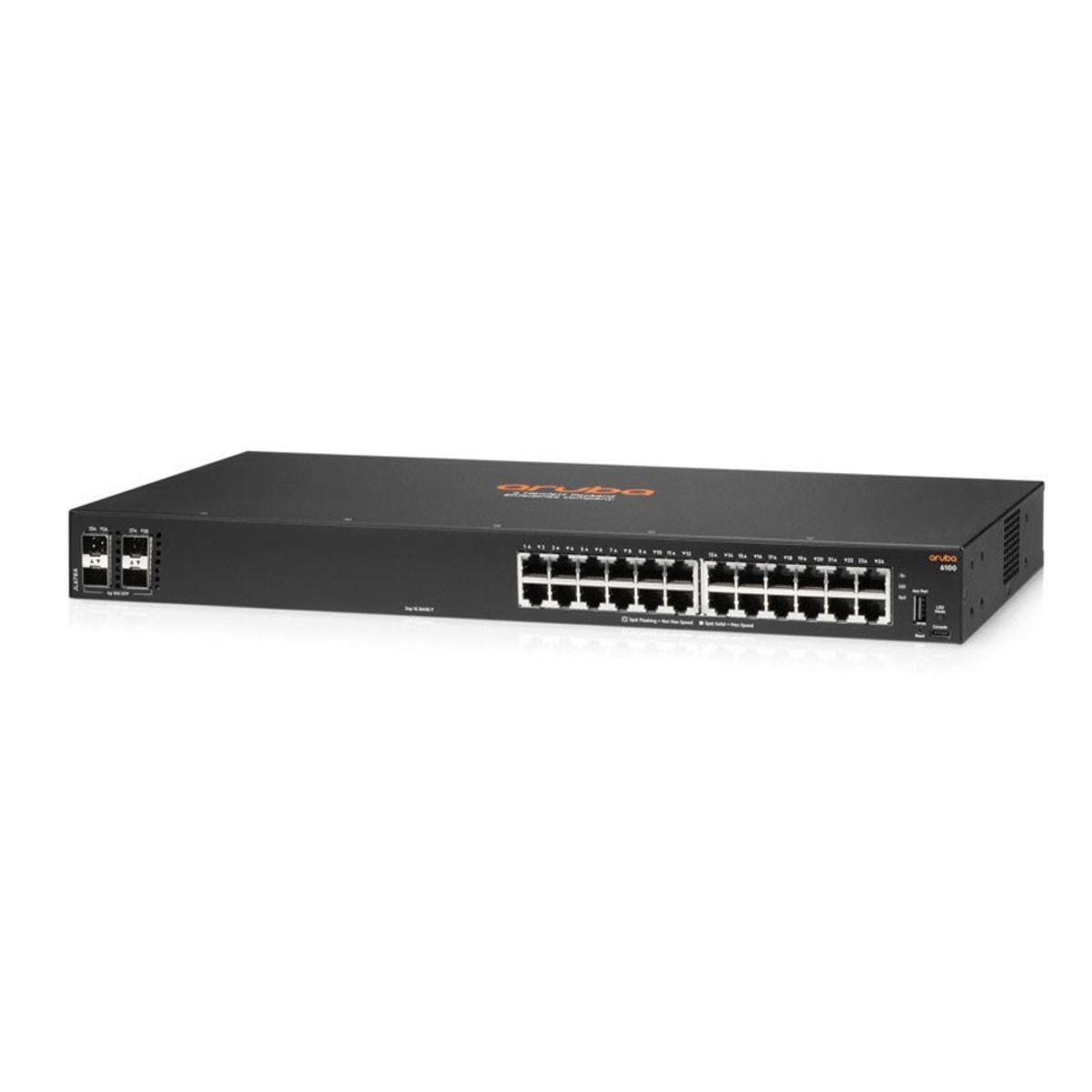 HP - Conmutador Net Aruba 6100 24, Modular, 2 Capas, 33W, Montaje En Bastidor O Pared, Par Tren