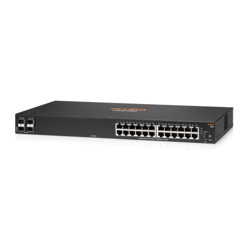 HP - Conmutador Net Aruba 6100 24, Modular, 2 Capas, 33W, Montaje En Bastidor O Pared, Par Tren